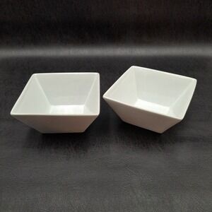 Food Network White Porcelain Square Dipping Bowls Set of 2 Microwave Dishwasher